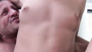Slender blonde offer her man a suck & fucked fresh out the shower