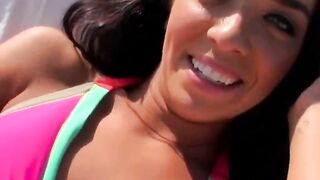 Sun tanning bikini Cutie has her wet vagina penetrated
