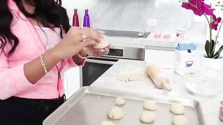 Mofos - Latina Sex Tapes - Long Boobies Colombians Jamie Valentine plays with food and gets nude