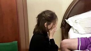 Caught a young stepmother with her lover.  Now she is my whore.  (With subs)