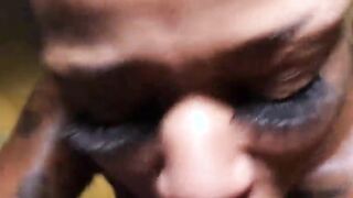 tatted up Bae raven swallows loves that suga skinny monster big black cock