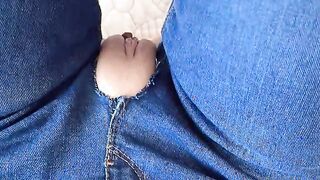 Tiny horny stepsister in ripped jeans was caught watching porn and got pussy full of