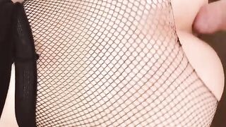 Cute Step Sister Sucks and Fucks in Fishnet Pantyhose