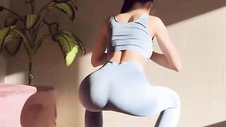 Hot Sex in Yoga Pants Fucked Creamy Pussy Eats Cum