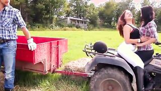 3Way Porn - two Hotties Fuck Outdoors on the Farm