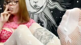 Sexy Step Sister Shows off her Legs and Smokes