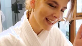 Italian hottie Sara Bell sucks and fucks a stiff cock