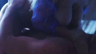 Hot Blonde Babe with Big Naturals in Blue Lingerie gets Fucked by Big Cock