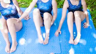 Flexible skinny teen athletes training