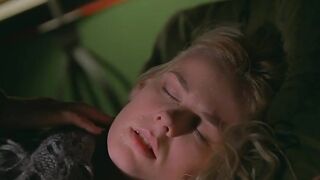 Pretty blonde drenched in sweat as she masturbates to an orgasm
