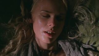 Pretty blonde drenched in sweat as she masturbates to an orgasm
