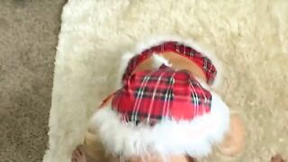 Babe gives Sexy Christmas Blowjob and Ge