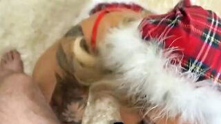 Babe gives Sexy Christmas Blowjob and Ge