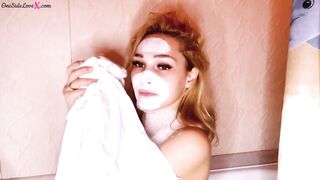 sexy pussy with mouth Washes Unshaved Vagina and Erotic Masturbate