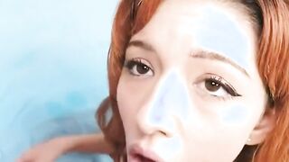 busty redhead stepsis blows me