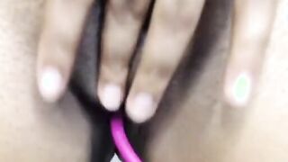 Busty Ebony masturbating with her Lush
