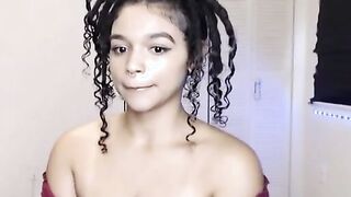 Busty Ebony masturbating with her Lush