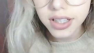 Petite Chick with glasses masturbates