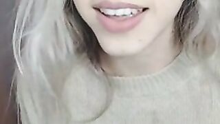 Petite Chick with glasses masturbates