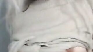 Petite Chick with glasses masturbates
