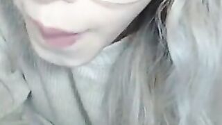 Petite Chick with glasses masturbates