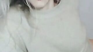 Petite Chick with glasses masturbates
