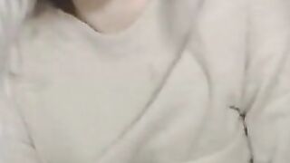 Petite Chick with glasses masturbates