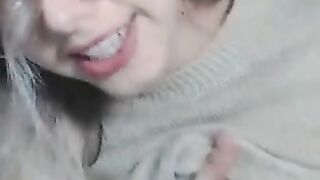Petite Chick with glasses masturbates