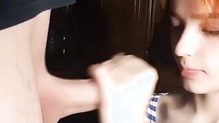 Schoolgirl gets a FULL MOUTH OF CUM
