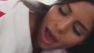 gorgeous latina nurse pounded and sprayed with cum