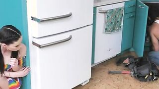 tiny teen blows aggressive plumber