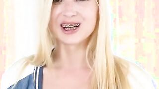 petite blonde with braces rides dick