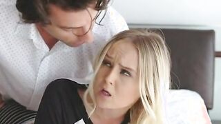 cute small teen gags on a huge dick