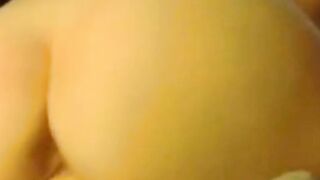 Latina mom with curvy ass bouncing on dildo