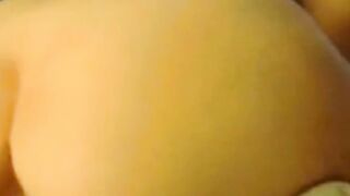 Latina mom with curvy ass bouncing on dildo