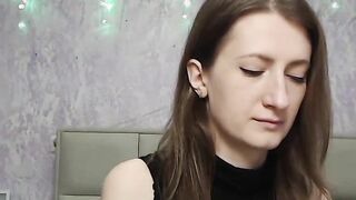 Amateur babe rubs boob on webcam solo show