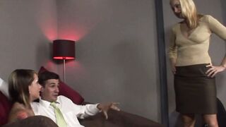 Teen gets naughty lesson by MILF stepmom