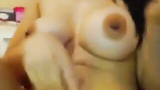 Busty Babe with big tits sucks and fucks dildo