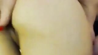 Busty Babe with big tits sucks and fucks dildo