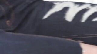 tiny ebony babe sucks off a big white cock