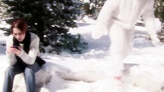 Public Handjobs Brandi de Lafey Strokes A Snowman