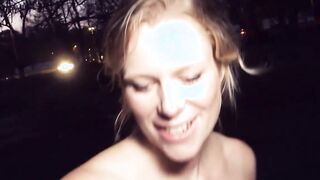 Real Outdoor Vehicle pick up date with german blonde street bimbo