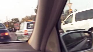 Real Outdoor Vehicle pick up date with german blonde street bimbo