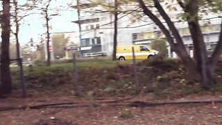 Real Outdoor Vehicle pick up date with german blonde street bimbo
