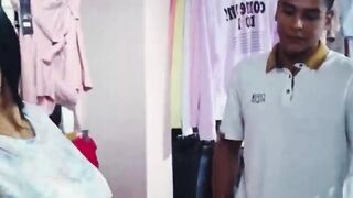Cuckcold husband fucks Mariana Martix in a clothing store Cum in face
