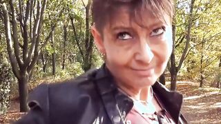 German older cougar outdoors pick up outdoors date inside Park