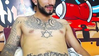 Impressive Latin tattoo stroking cock Part 3