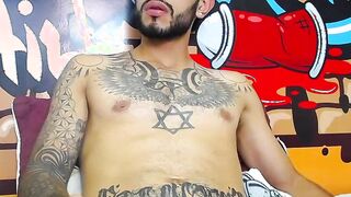 Impressive Latin tattoo stroking cock Part 3