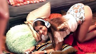 HornyHostel - Stella Flex Russian teenie Gamer women Fucks Hotel Roommate -
