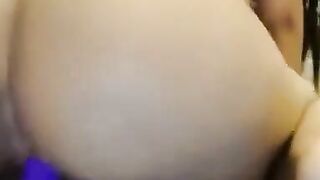 Busty Ebony dildoing her wet pussy